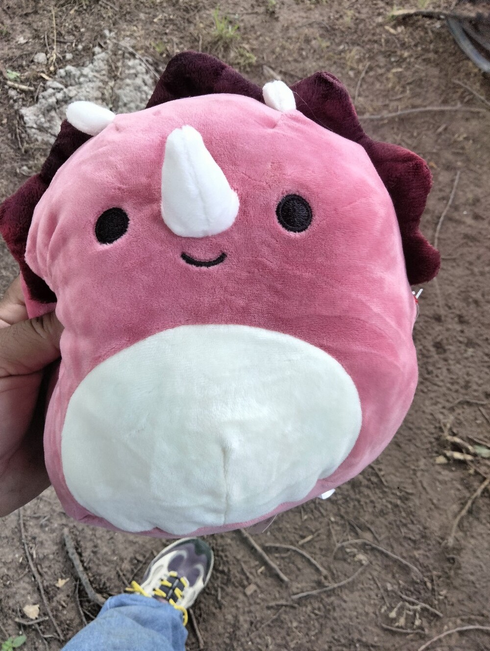 Squishmallows Pink Triceratops Plush Backpack with White Belly